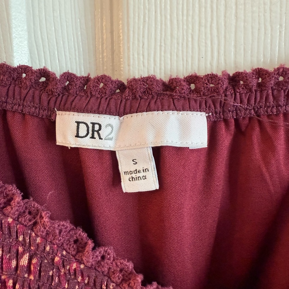 DR2 Women's Maroon Smocked Blouse - Picture 4 of 5